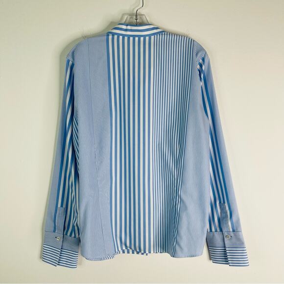 Liz Claiborne blue white striped coastal preppy button front top 16 - Picture 6 of 6